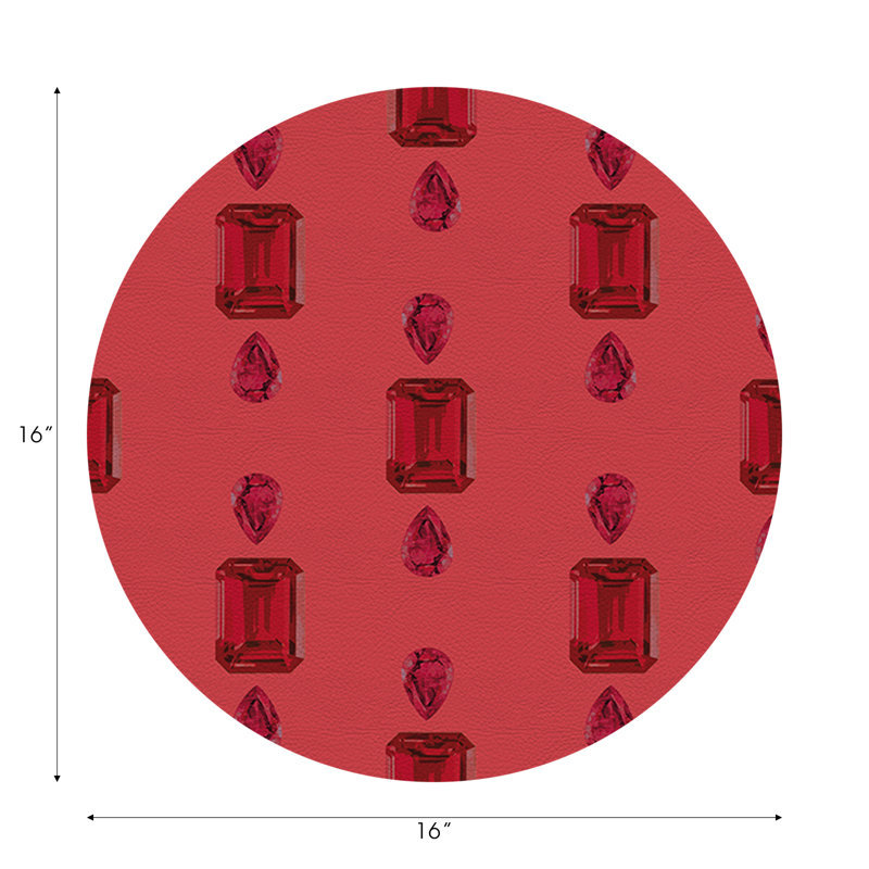 Vegan Leather Round Placemats, Rubys, Crimson