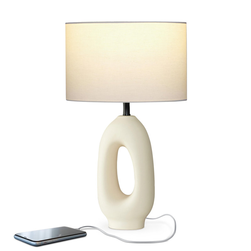 Artemis 22" White Ceramic Table Lamp with Cotton Shade