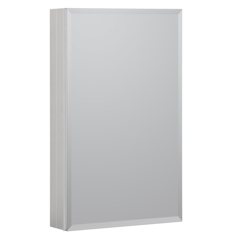 W 30'' H Frameless Medicine Cabinet Mirror 3 Adjustable, Black, 30" H x 19" W x 4.63" D