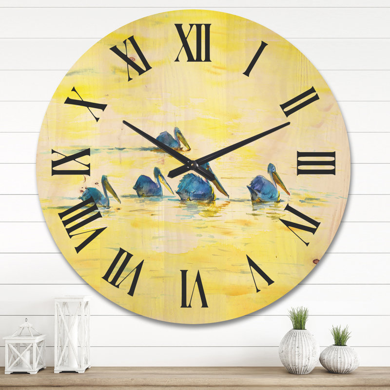 Horloge murale Pelicans on the River, Très grand