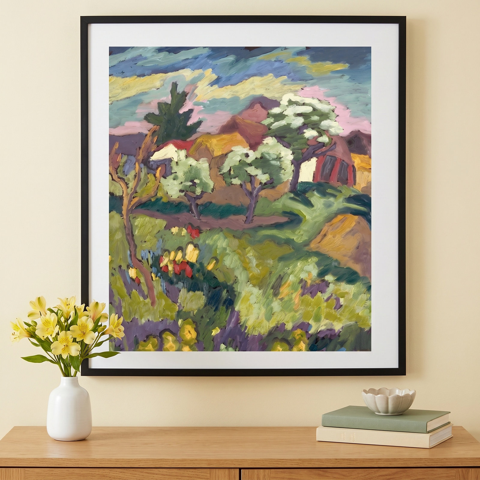 Garden of My Childhood Print, Black, 17" H x 13" W x 1" D