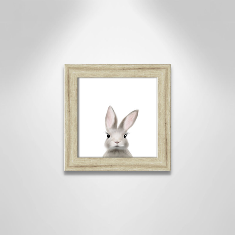 Art encadré en lapins forestières, H 10 po x l 10 po x P 0,63 po, Beige Flat Framed