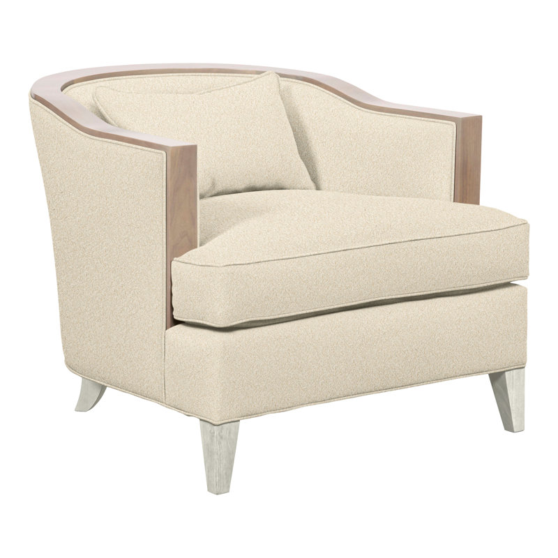 Thom Filicia Home Upholstered Barrel Chair, Wrenn, Kimoni Natural Polyester
