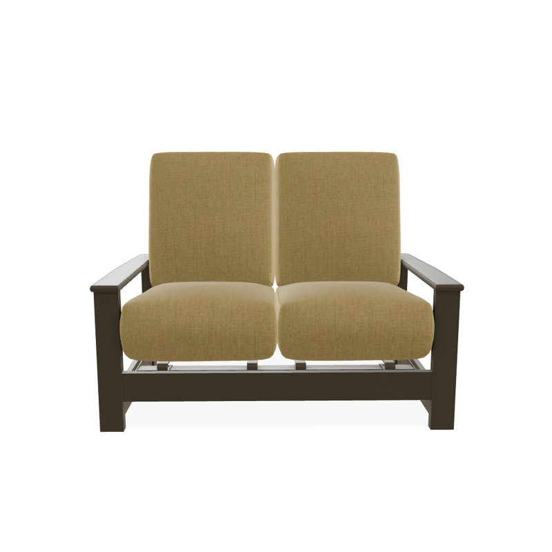 Leeward 56.5'' Wide Loveseat with Cushions, Canvas Heather Beige Sunbrella® Canvas, Beachwood