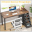 Bureau d'ordinateur de 47 pouces avec 5 tiroirs et armoire réversible, brun rustique et noir, idéal pour les petits bureaux à domicile et les zones d'étude