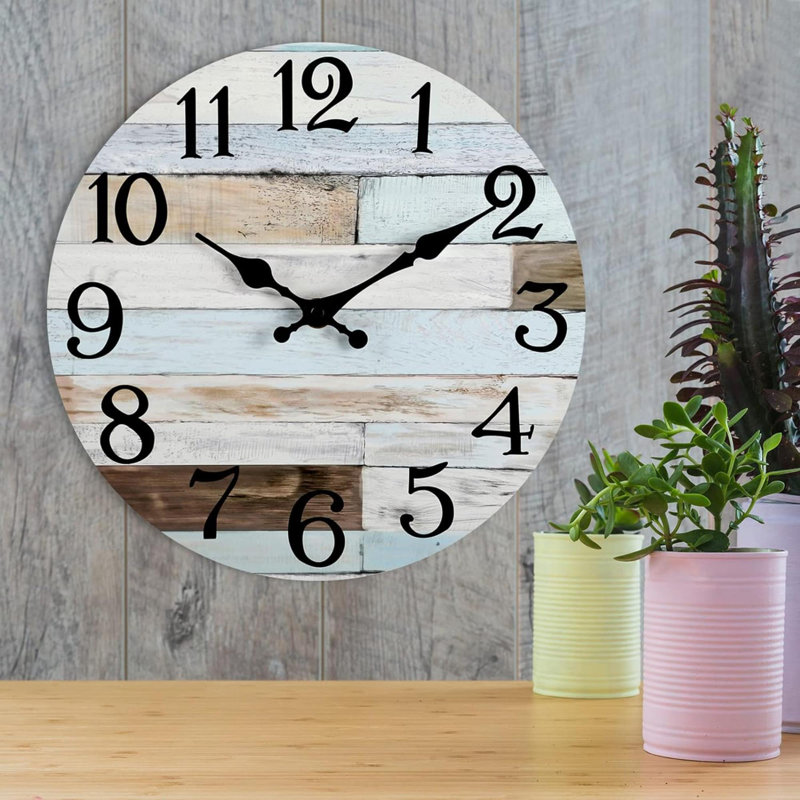 Horloge murale en bois Wendee, Très large