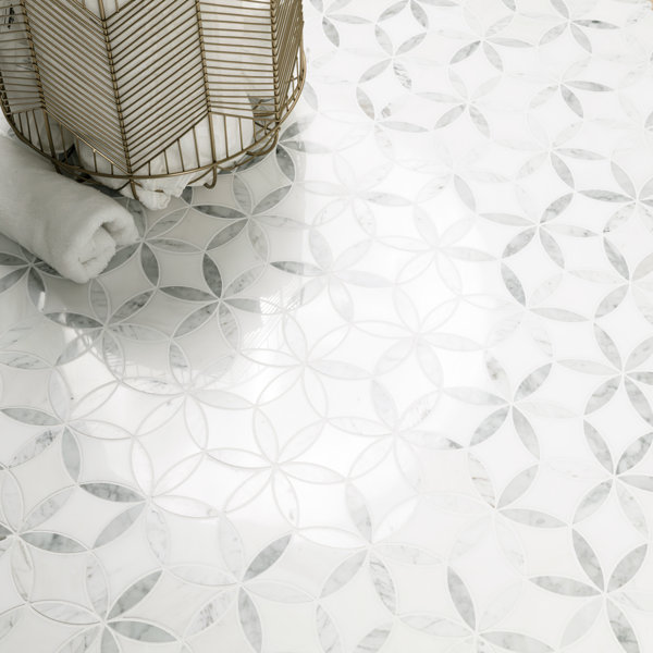 Obscura Fiorello 9 in. x 10 in. Polished Marble Mosaic Floor and Wall Tile