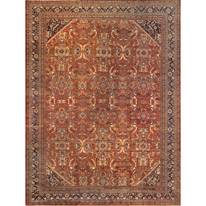Mahal Hand Knotted Wool Oriental Area Rug in Rust