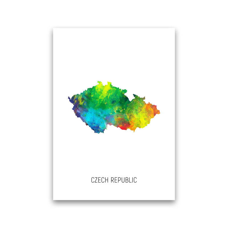 Czech Republic Watercolour Map by Michael Tompsett - Print, Unframed, 84cm H x 60cm W x 1cm D