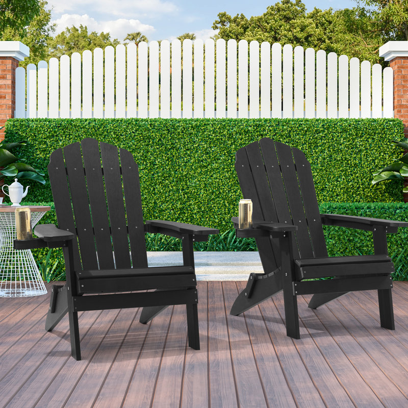 Weather-Resistant HIPS Folding Adirondack, Black
