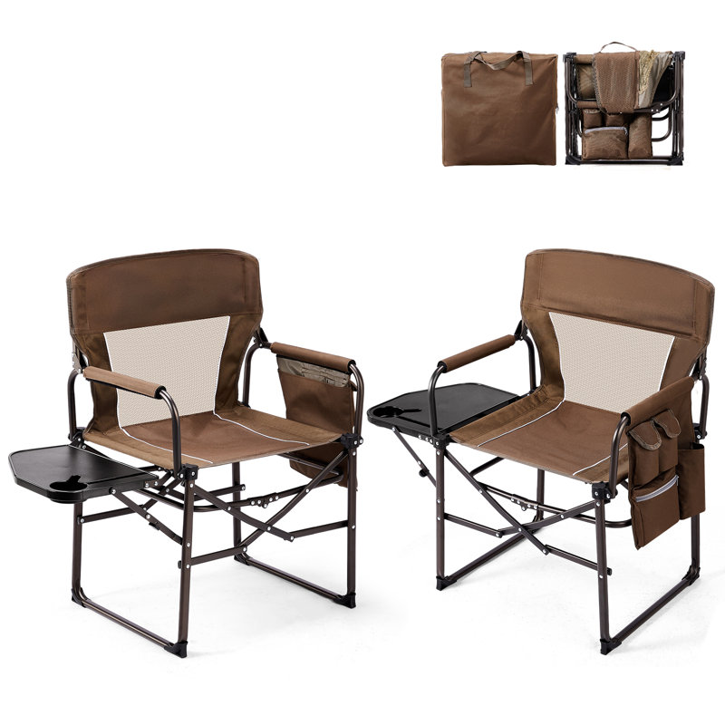 Metal Folding Beach Chair(Set Of), 2, Brown