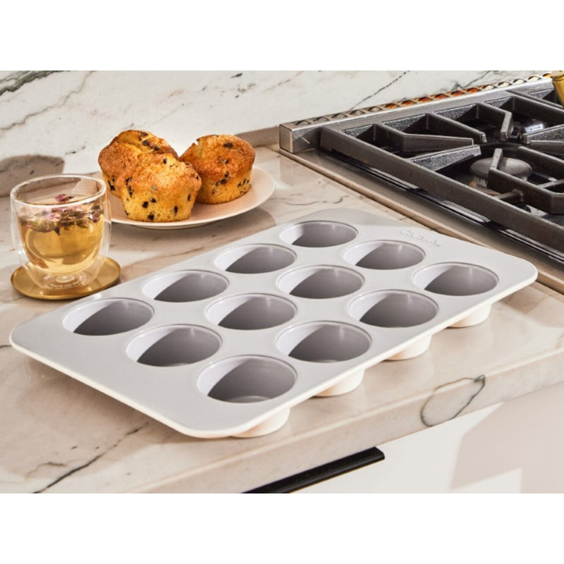 Caraway 12 Cup Nonstick Ceramic Muffin Pan, Cream, Cream
