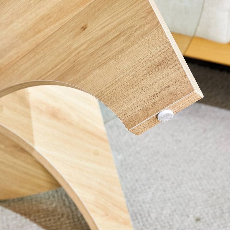 Table basse en verre, Bois naturel