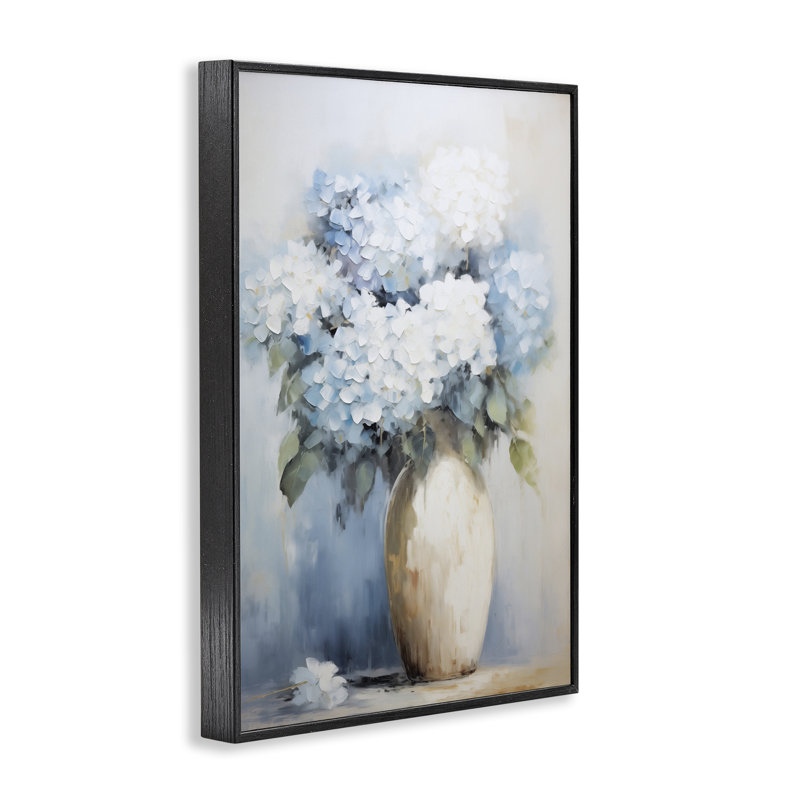 Art blanc et bleu par Gina Kelly bg-188, Giclée encadrée noir minuit, H 24 po x l 16 po