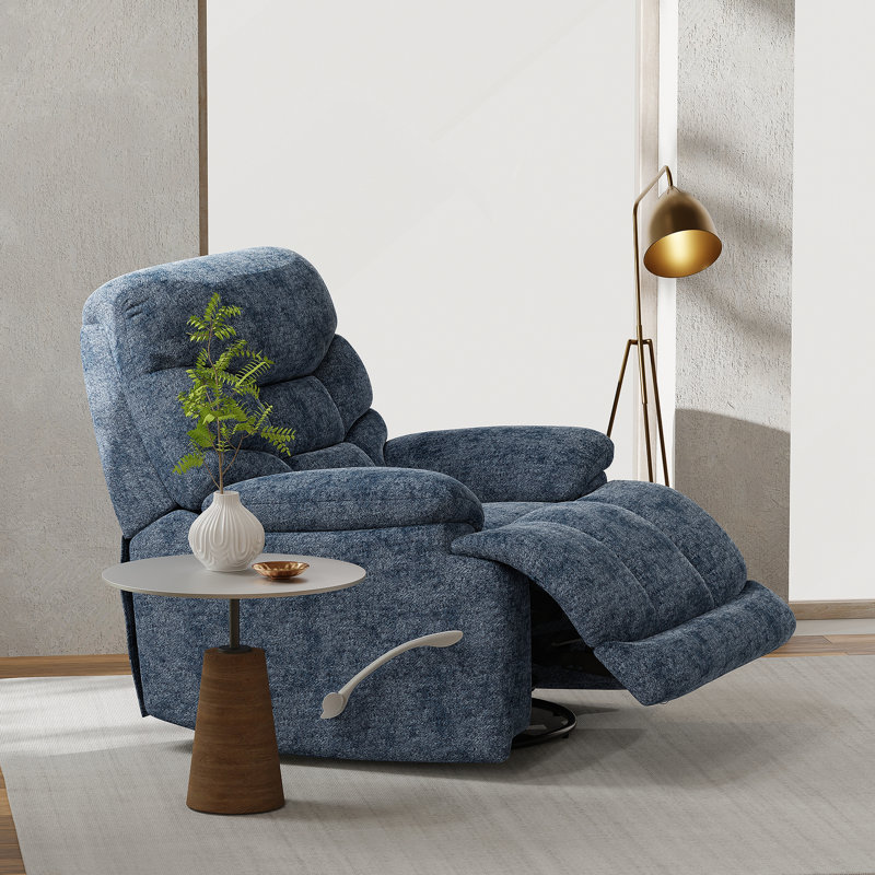 Swivel Glider Recliner in Alaska Glacier, Blue