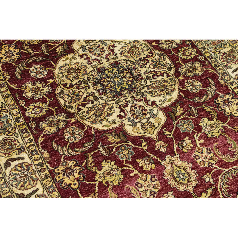 Hand-Knotted High-Quality Red and Cream Area Rug