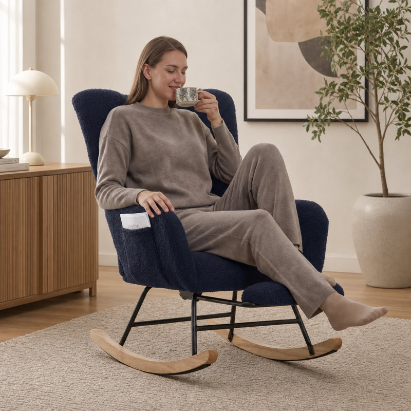 Ensemble de fauteuil berçant et repose-pieds à oreilles Teddy