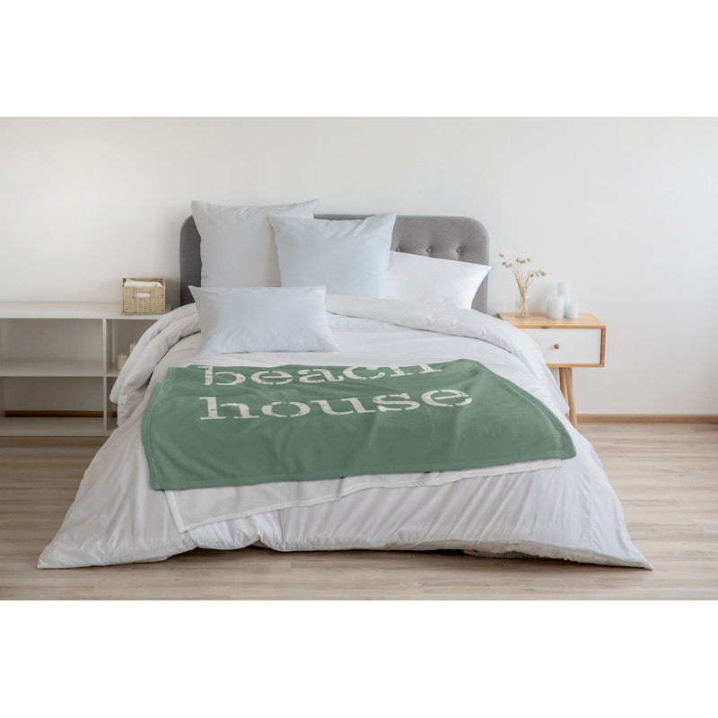 Beach Vacation Fleece Throw Blanket, 30" W x 40" L, Sage