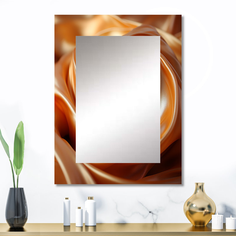 Orange Abstract spiral cyclone tranquility - Abstract Spirals Large Mirror, Orange Decorative Wall Mirror, Printed Metal Art