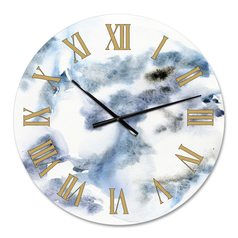 Abstrait de nuages bleu foncé IV - horloge murale moderne, Petit