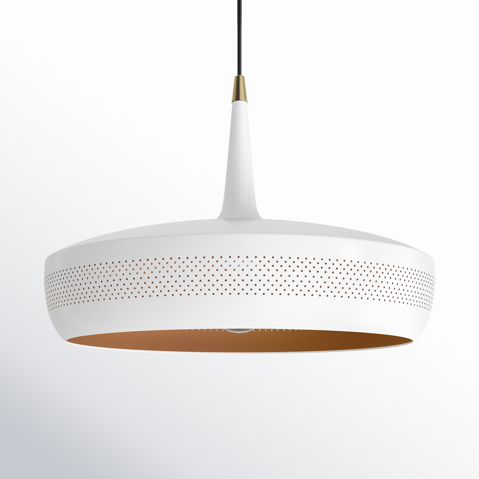 Charon Single Light Metal Dimmable Pendant, White, White/Gold