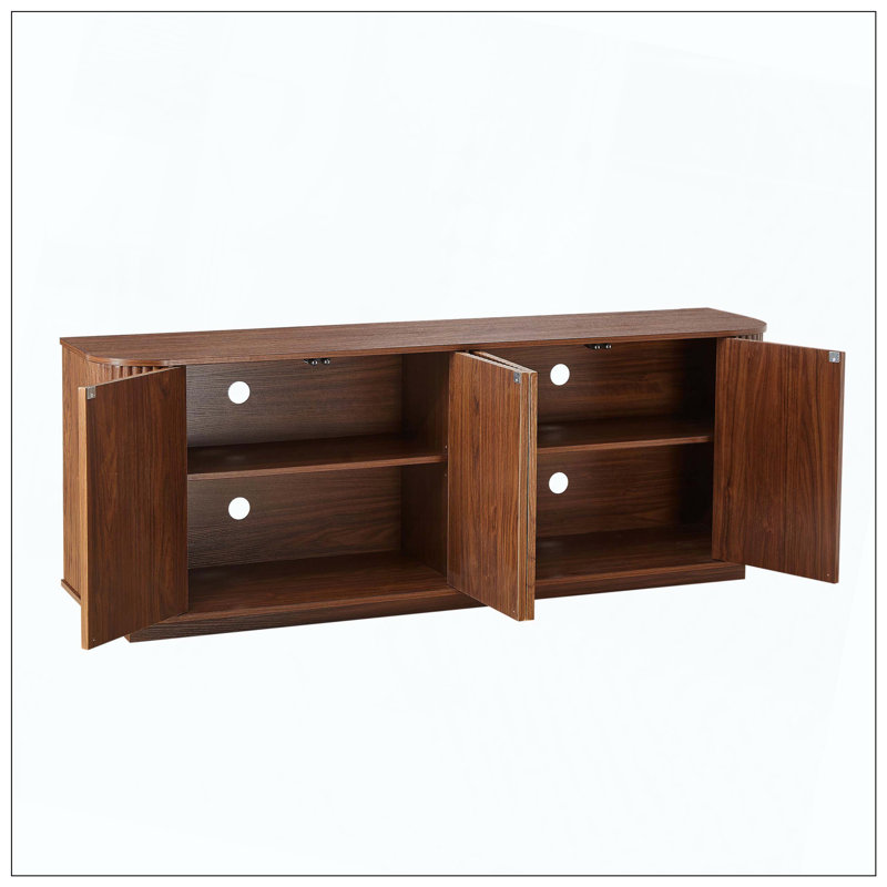 Meuble télé avec armoire à rayures verticales pour cuisine / chambre à coucher / vestibule, Walnut