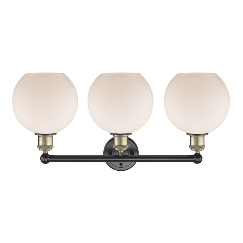 Ellington 3 - Light Dimmable Vanity Light, Matte White, Black Antique Brass