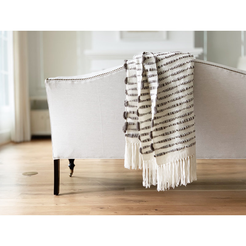 Pampa Hand Woven Throw Blanket, Ivory Bison