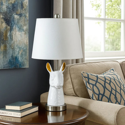 20.5" Patagonia White Llama Bust Resin Table Lamp