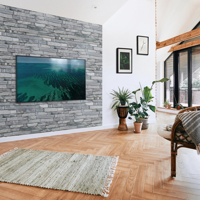 Olyphant 96 cm Wall Paneling (6-pack), Grey Rock