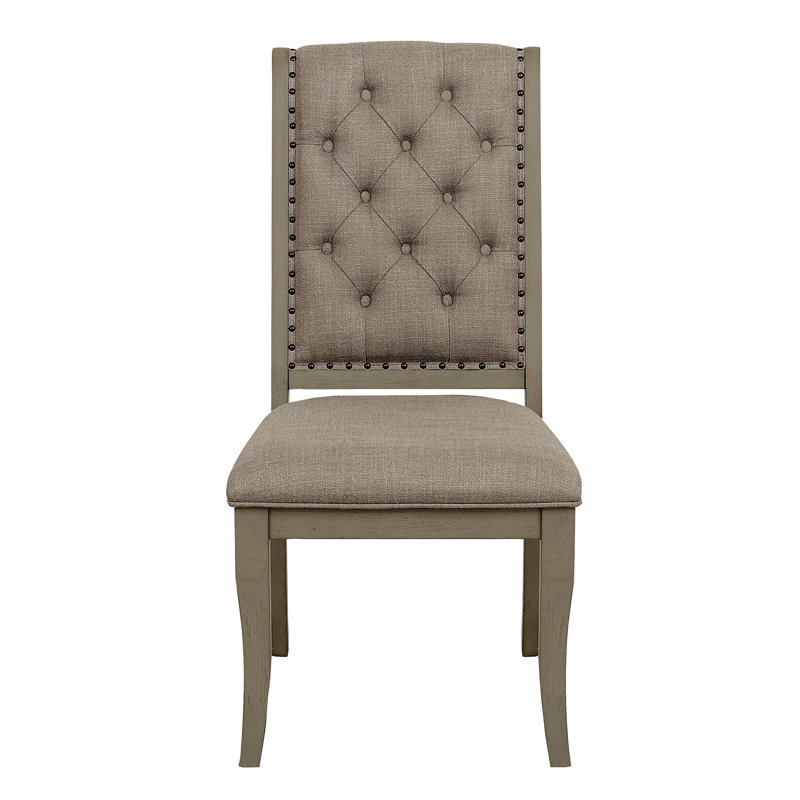 Ensemble de 2 chaises d'appoint de style traditionnel classique avec garniture cloutée capitonnée et garniture cloutée grise