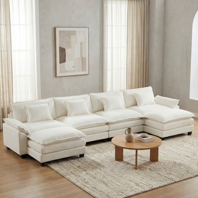 Canapé modulaire modulaire en U à rayons en forme de U de 154 po avec repose-pieds amovible Modern