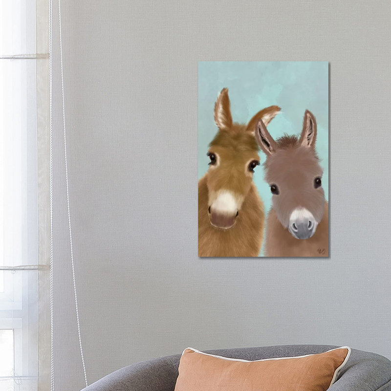 Donkey Duo, Looking At You by Fab Funky - Wrapped Canvas Print, 66.04 cm H x 45.72 cm W x 1.91 cm D
