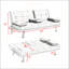 Canapé-lit pliant double en cuir orange 67 po avec dossier réglable et table basse 67 po pour espaces de vie compacts