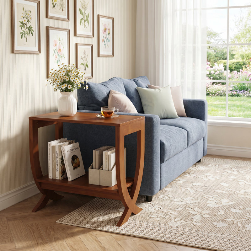 Solid Wood Pedestal Side Table Set, 2