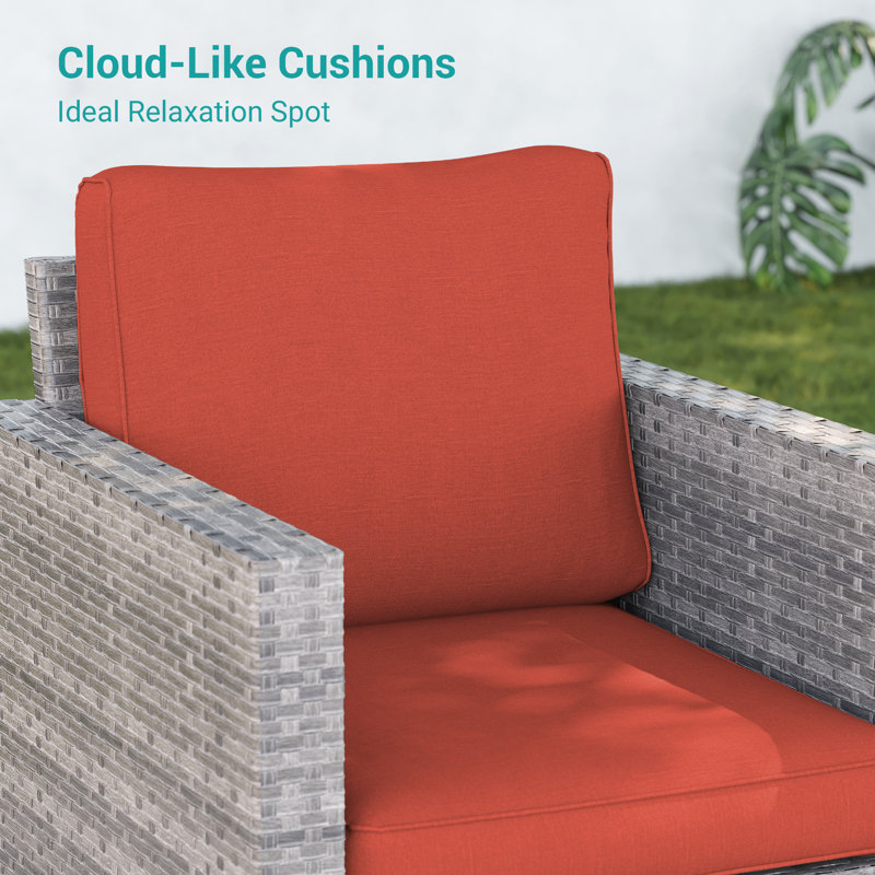 Pallua 5 - Person Patio Conversation Set, Brick Red, Gray