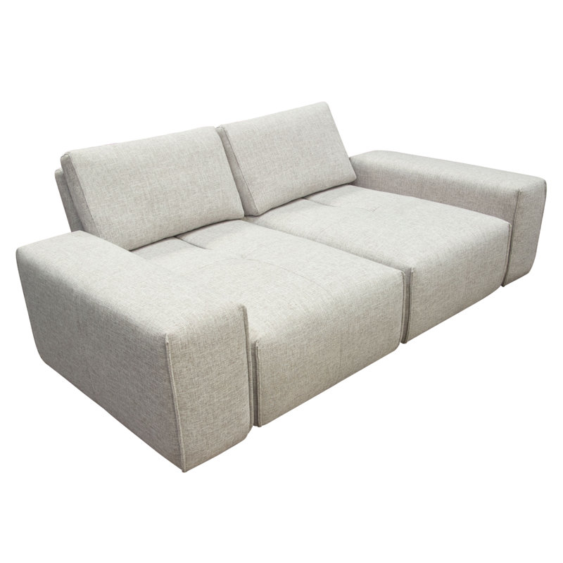 Light Brown Fabric Modular 2-Seater Sofa with Adjustable Backrests