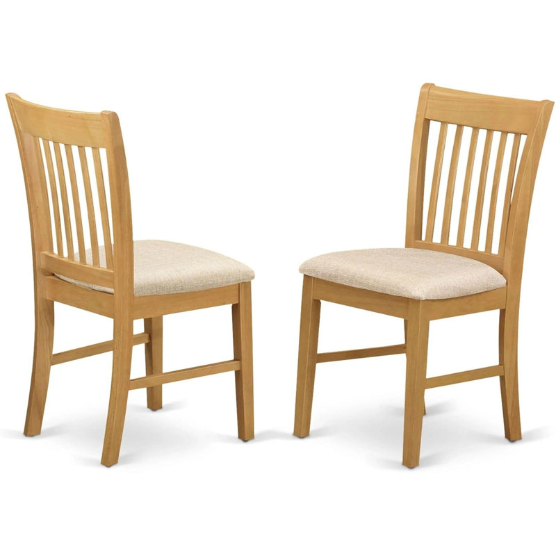  Chaises en bois de chêne revêtues de tissu d'ameublement avec coussin, ensemble de 2