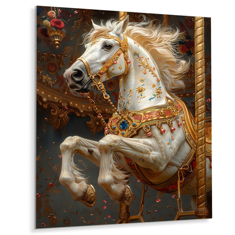 Carrousel doré doré et doré, Métal métal, H 40 po x l 30 po x P 1,5 po