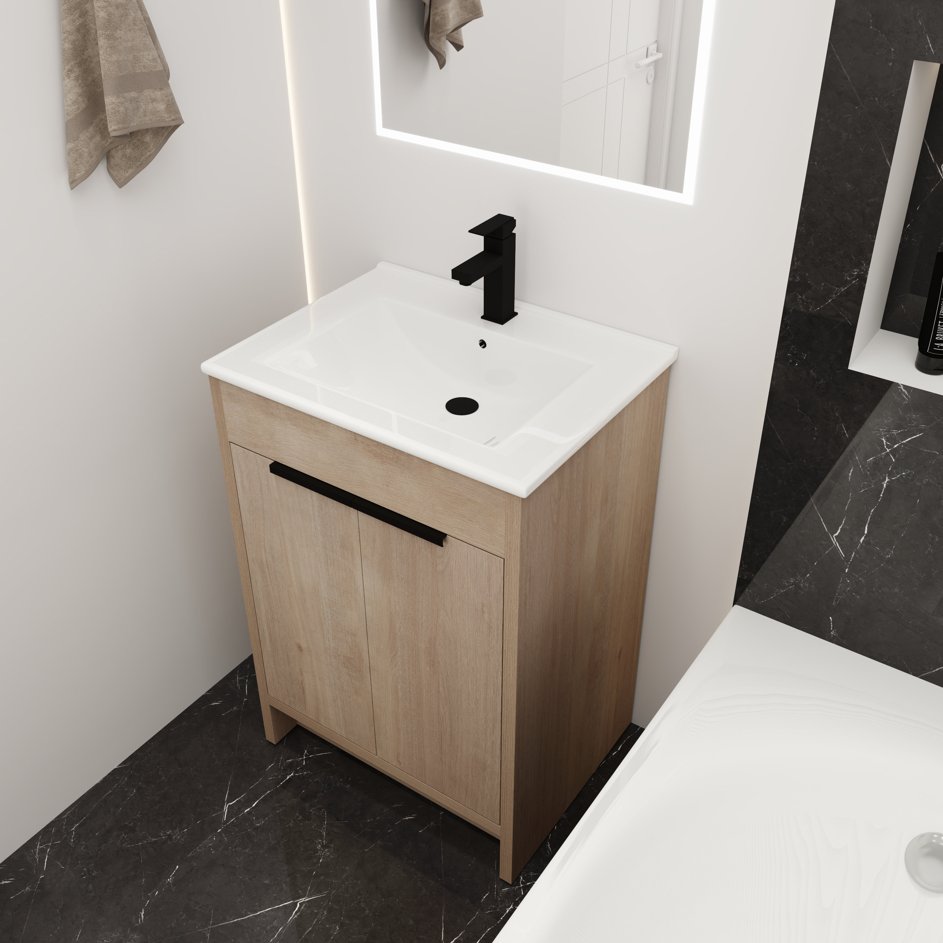 Hokku Designs Elleker 24 Single Bathroom Vanity With Ceramic Top   Elleker 24 Single Bathroom Vanity With Ceramic Top 