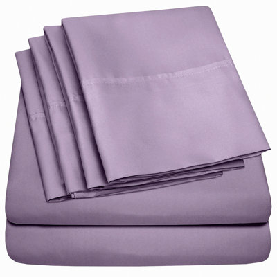 Plum Supreme Microfiber Full Sheet Set - 6 Piece Deep Pocket Bedding with Extra Pillow Cases - 1500 Thread Count Brushed Full Size Bed Sheets