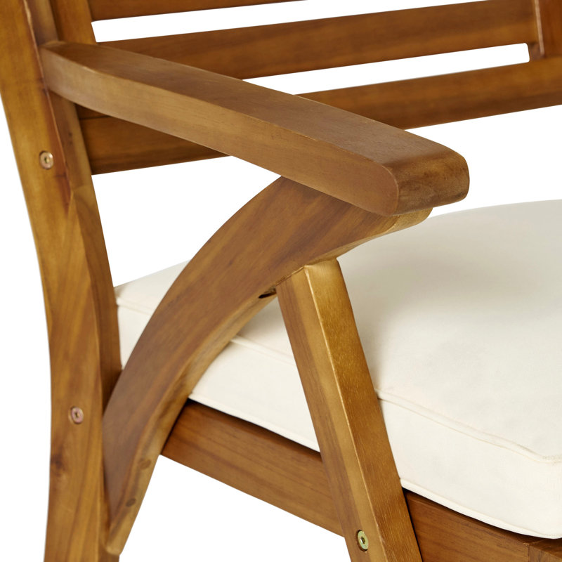 Ensemble repas d'extérieur en bois 3 pièces KD avec coussins Hermosa