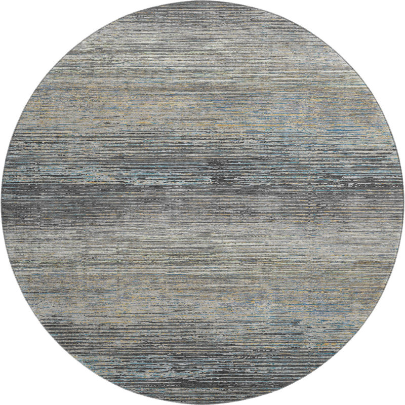 Premium Machine Washable Alijah AMF1264 Stripes Rug, Round 8'