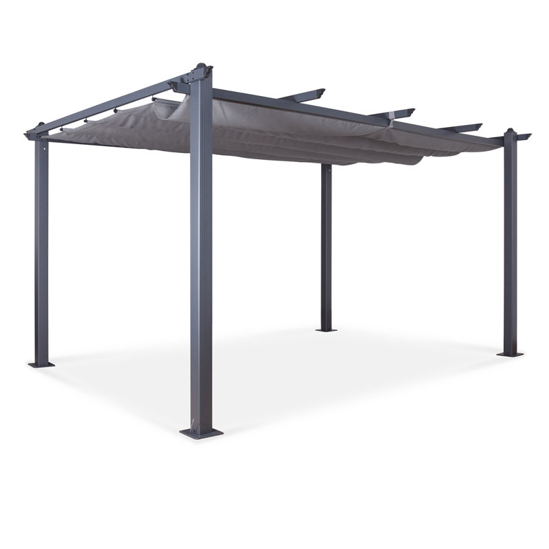 Acorn Aluminium Pergola Gazebo, 227cm H x 405cm W x 298cm D, Grey