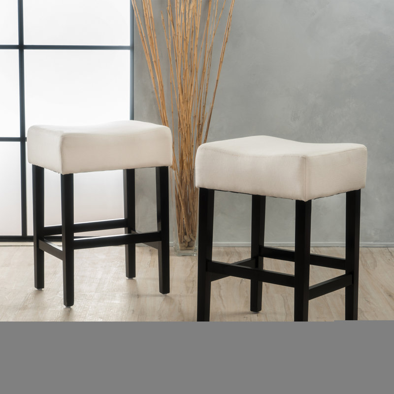 Ensemble de 2 tabourets de bar à hauteur de comptoir sans dossier de 26,75 po, Beige
