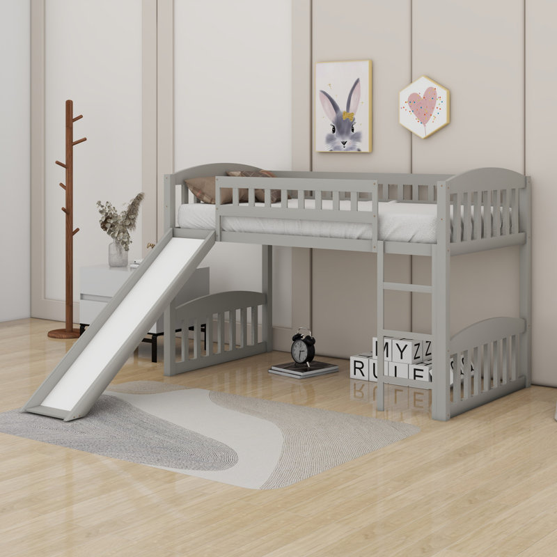 Lit mezzanine avec glissoire et échelle, Gris