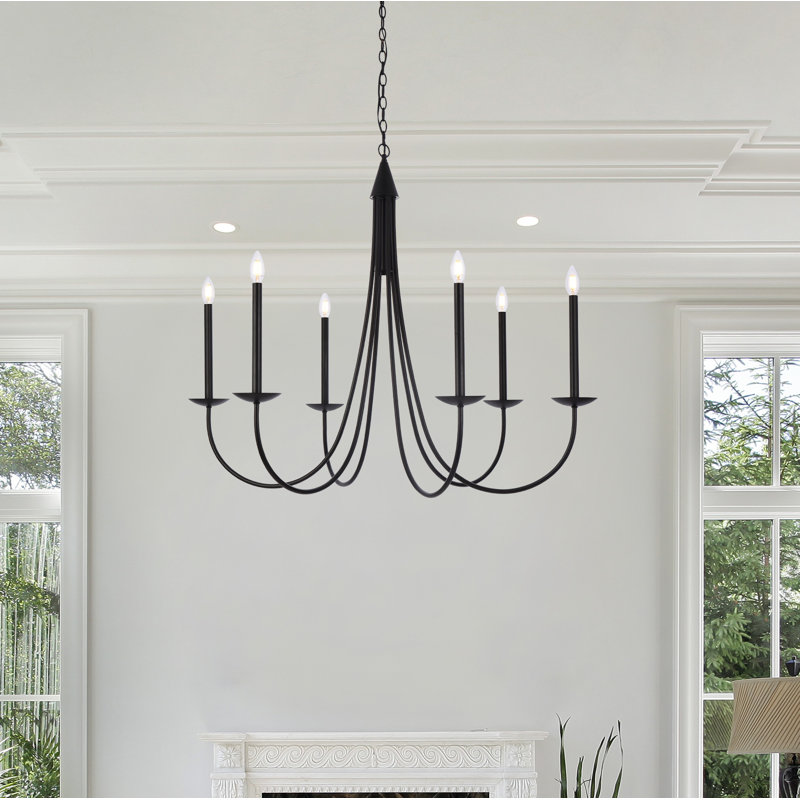 Baltray 6-Light Chandelier, Noir, H 35,3 po x l 42 po x P 42 po