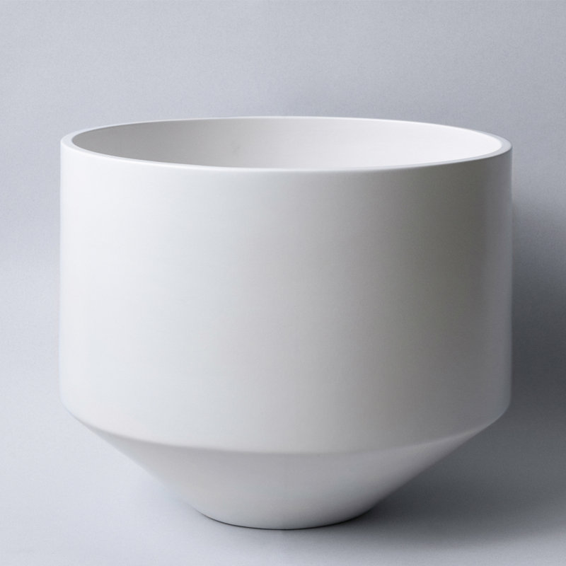Handmade Ceramic Planter, White, 10.6" H x 11.8" W x 11.8" D