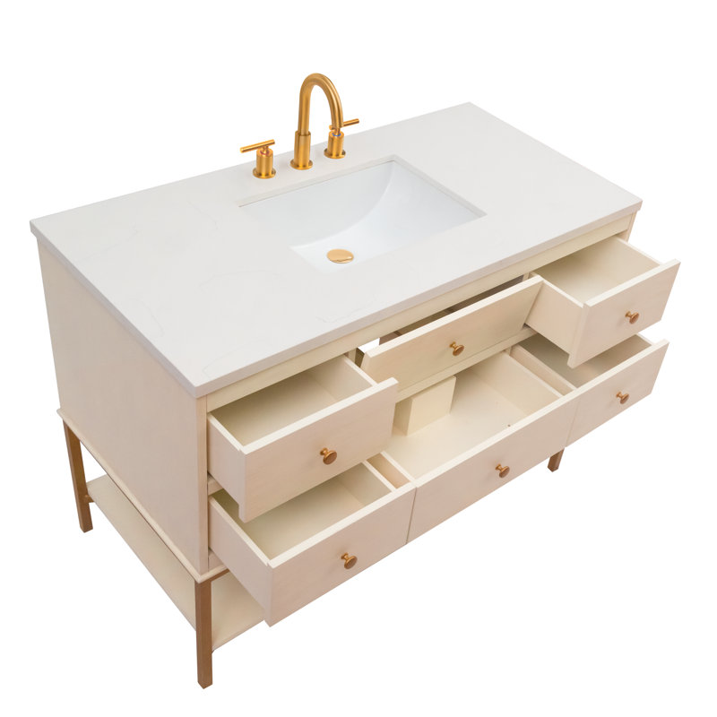 Kim 48"L Free Standing Vanity In Antique White
