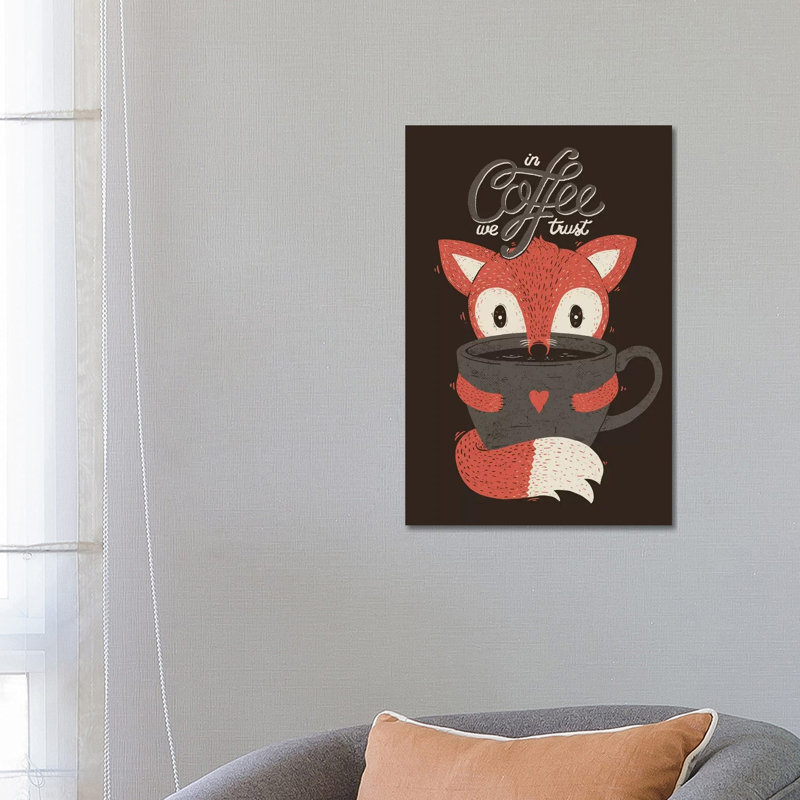 In Coffee We Trust Fox 1 Piece Wrapped Canvas Wall Art, 66.04 cm H x 45.72 cm W